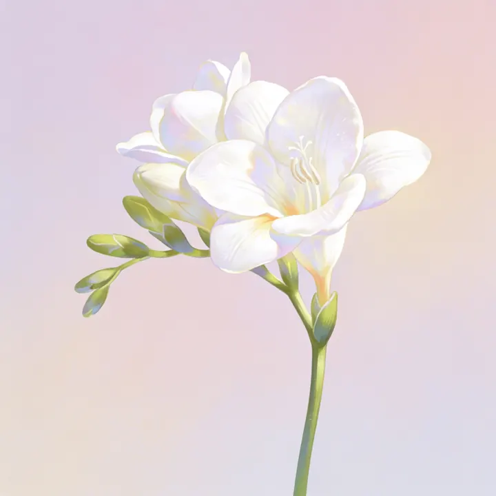 흰 프리지어 그림