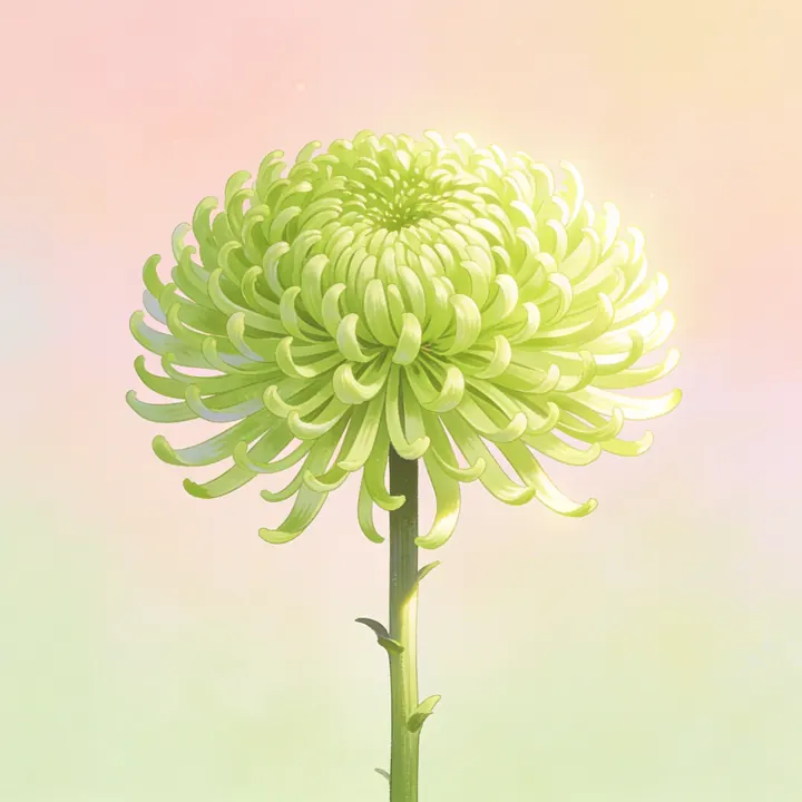 초록 국화 그림
