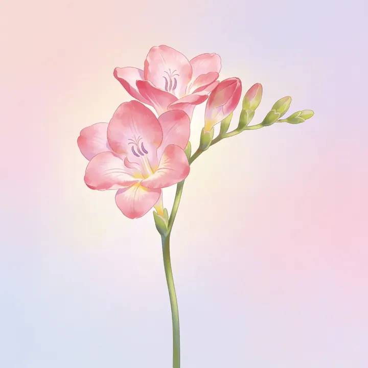 분홍 프리지어 그림