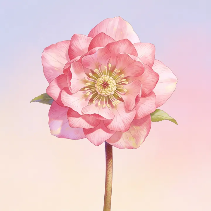 분홍 헬레보어 그림